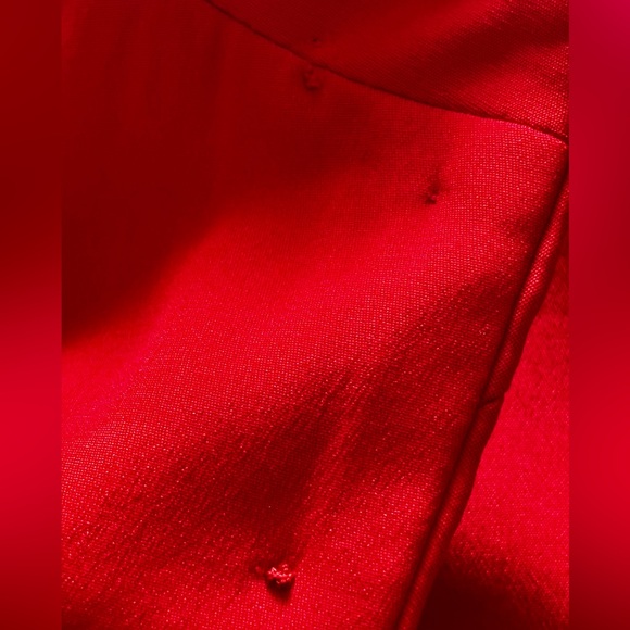 VTG ANN TAYLOR RED 100% SILK LONG SLEEVE TEN BUTTON VALENTINE JACKET SZ 8 - Picture 12 of 13